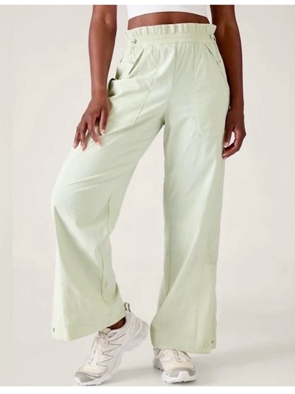Athleta cream Wide-Leg Track Pants